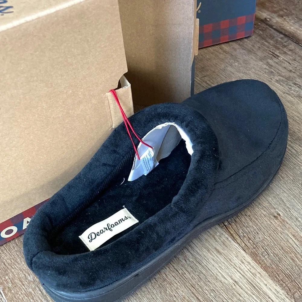 New Men's Dearfoams Memory Foam Slippers Size M